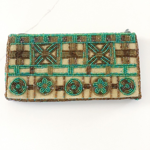 👛 Geometric Pattern Beaded Coin Wallet / Glasses Purse - Picture 1 of 10